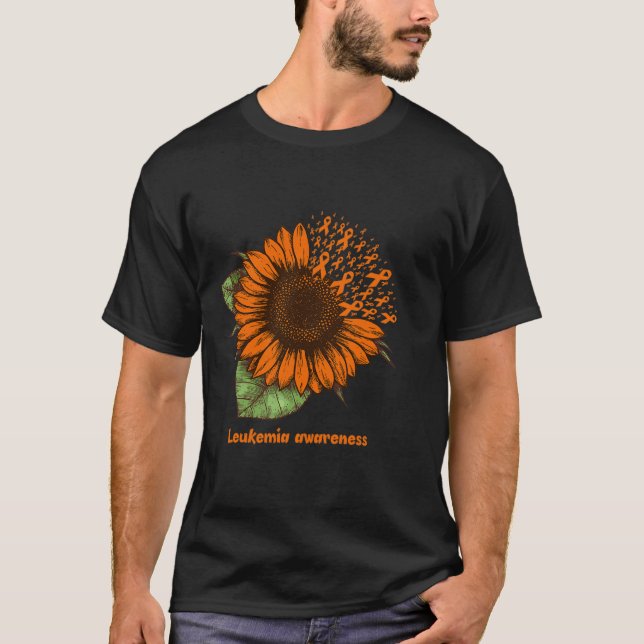 orange leukemia awareness sunflower gift warrior s T-Shirt (Front)