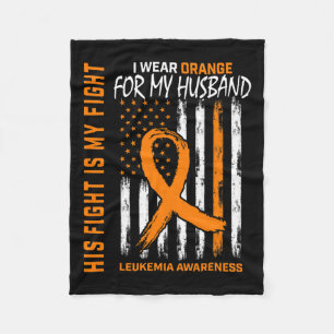 Orange Leukemia Cancer Awareness Husband American  Fleece Blanket