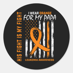 Orange Leukemia Cancer Awareness Papa American Fla Classic Round Sticker