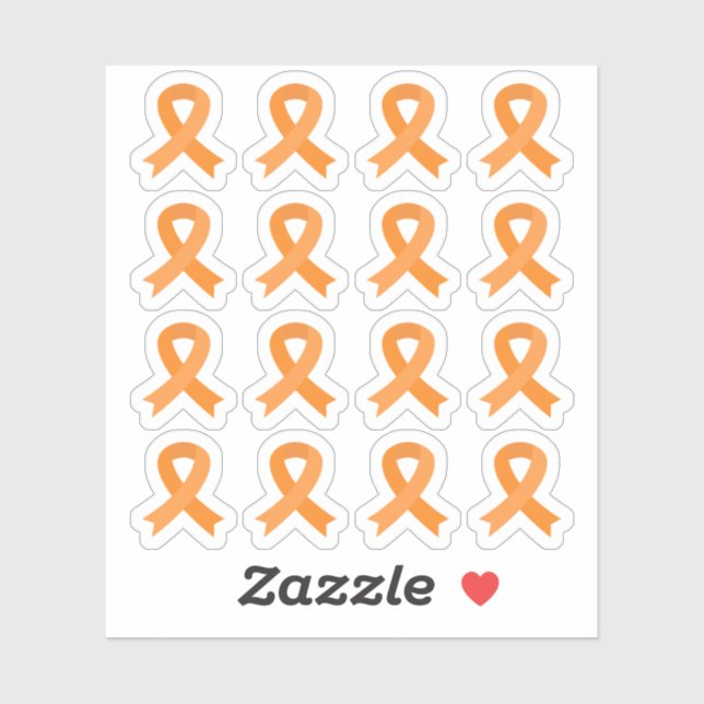 Orange Leukemia Kidney Cancer Awareness Ribbon  Sticker (Sheet)