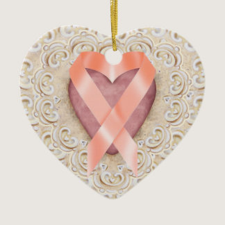 Orange Leukemia Ribbon From the Heart - SR Ceramic Ornament