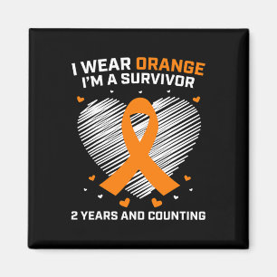 Orange Leukemia Survivor Gifts 2 Years Cancer Free Magnet