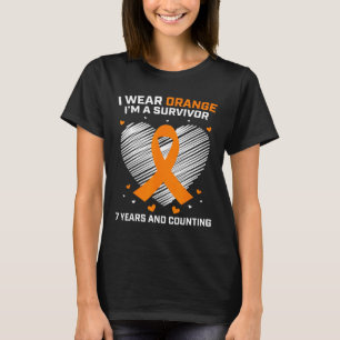 Orange Leukemia Survivor Gifts 7 Years Cancer Free T-Shirt