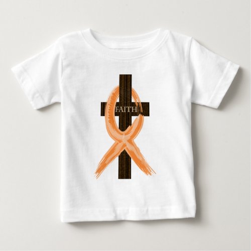 Orange Leukemia Survivors Cross of Faith Baby T_Shirt