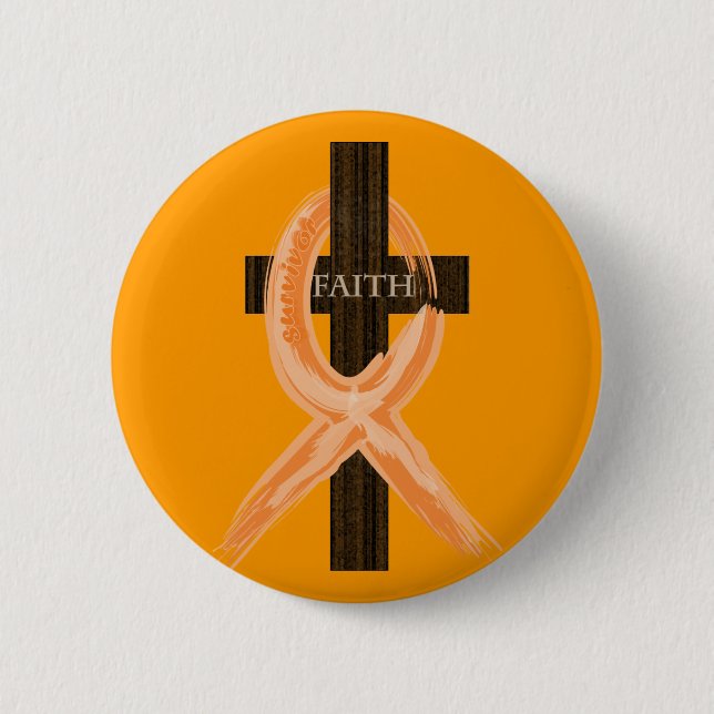 Orange Leukemia Survivor's Cross of Faith Button (Front)