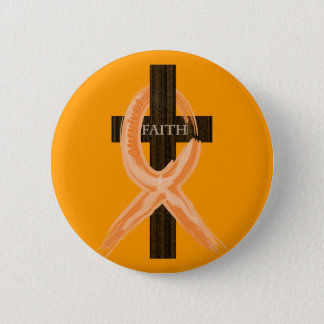 Orange Leukemia Survivor's Cross of Faith Button