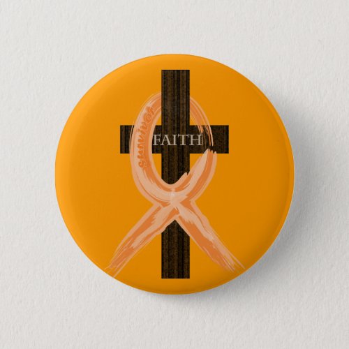 Orange Leukemia Survivors Cross of Faith Button