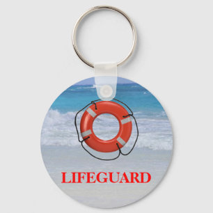 ORANGE LIFESAVER ON THE BEACH KEYCHAIN