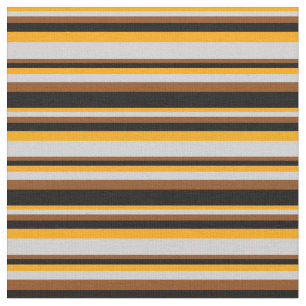 Orange, Light Grey, Brown & Black Lines Fabric