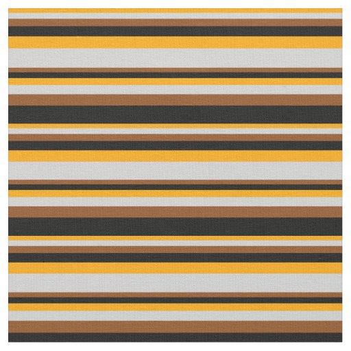 Orange, Light Grey, Brown & Black Lines Fabric