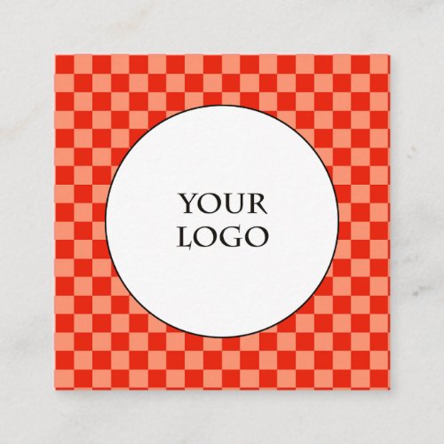 Orange Light Orange Checks Pattern  Logo Square Business Card