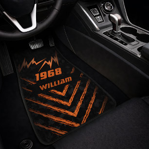 Orange Lightning Bolt Year Name Car Floor Mat