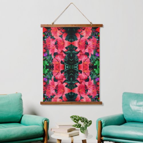 Orange Lilies Abstract Pattern  Hanging Tapestry