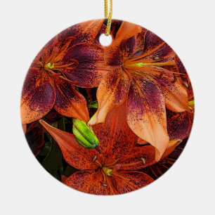 Orange Lilies Ceramic Ornament