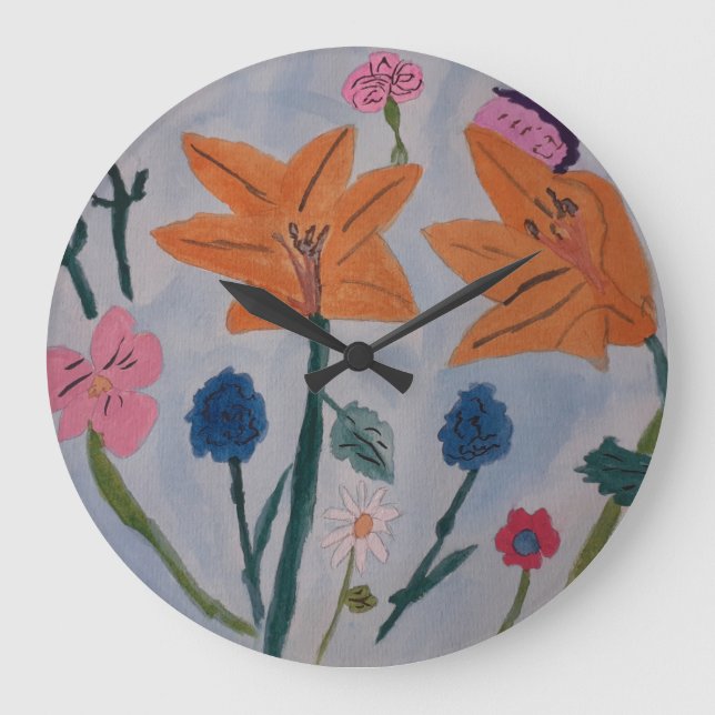 Orange Lilies Clock (Front)