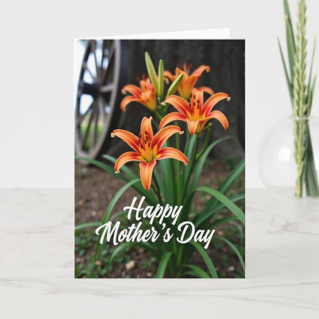 Orange Lilies Mothers Day Card (Front)