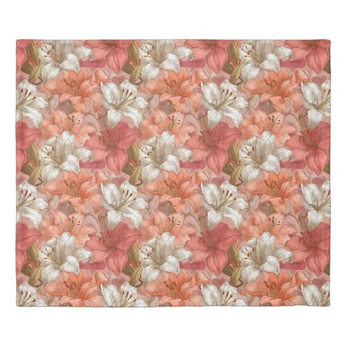 Orange Lilies Texture Housewarming  Retro Duvet Cover