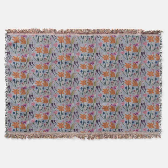 Orange Lilies Throw Blanket (Front)