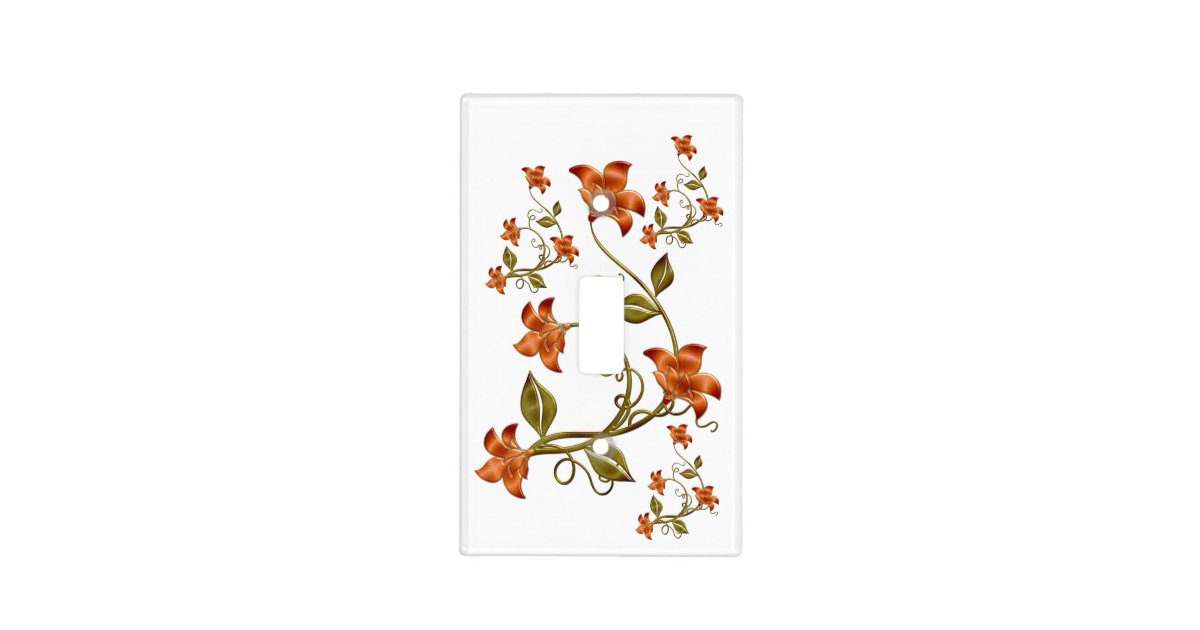 Orange Lillies Floral Pattern Light Switch Cover | Zazzle