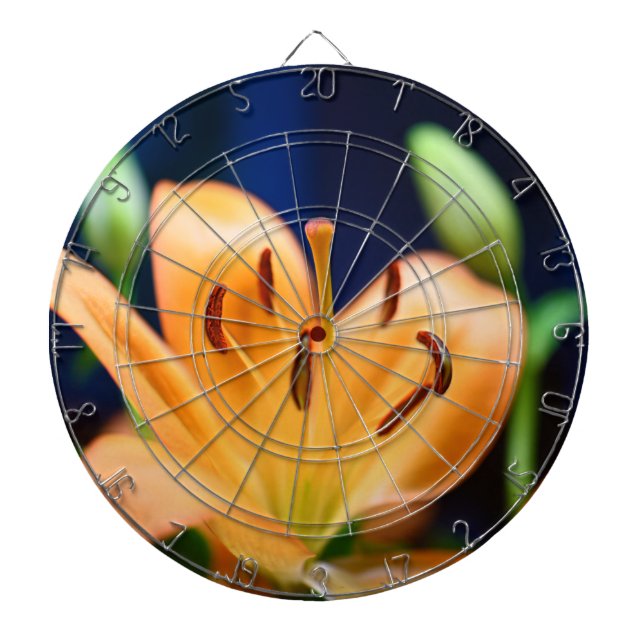Orange Lilly Flower Blossom Dart Board (Front)