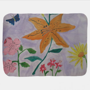 Orange Lily Baby Blanket