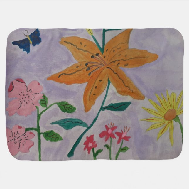 Orange Lily Baby Blanket (Horizontal)