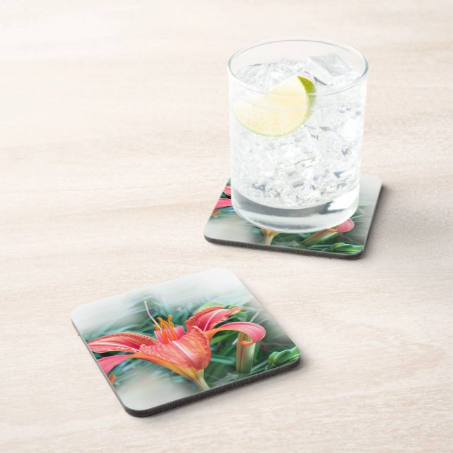 orange lily beverage coaster (Right Side)