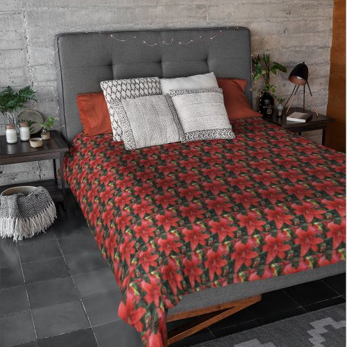 Orange Lily Bloom Floral Pattern Duvet Cover