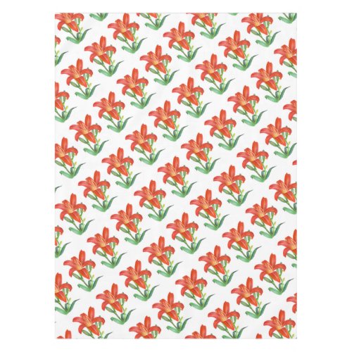 Orange Lily Botanical Illustration Tablecloth