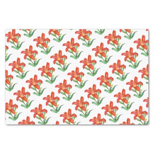 Orange Lily Botanical Illustration Tissue Paper