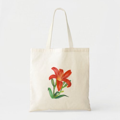 Orange Lily Botanical Illustration Tote Bag