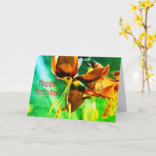 Orange Lily Floral Art Customized Birthday Card