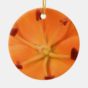 Orange Lily Floral Custom Birthday Ceramic Ornament