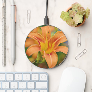 Orange Lily Flower Art Charger