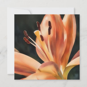 Orange Lily Flower Art Flat Note Card