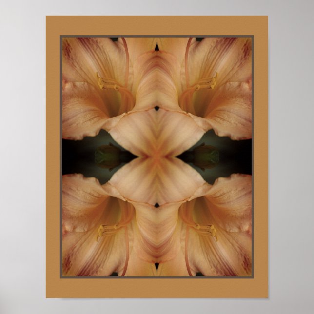 Orange Lily Flower Close Up Mirror Abstract Poster (Front)