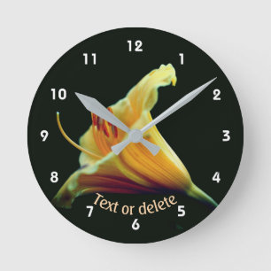 Orange Lily Flower Personalized Round Clock