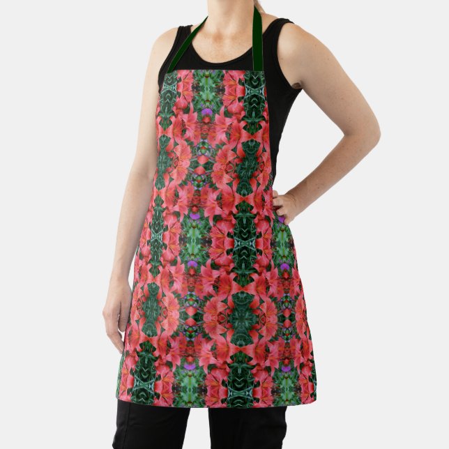 Orange Lily Flowers Art Pattern      Apron (Insitu)