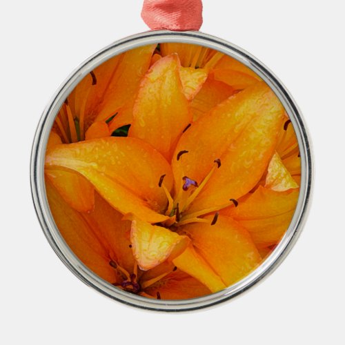 Orange lily flowers design christmas ornament