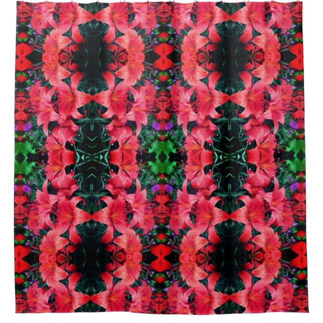 Orange Lily Flowers Nature Art Pattern    Shower Curtain (Front)
