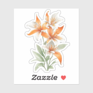 Orange Lily Flowers Sticker