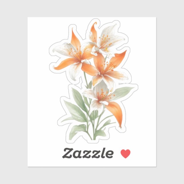 Orange Lily Flowers Sticker (Sheet)