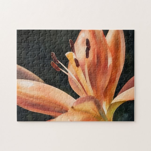Orange Lily Garden Nature Art Puzzle (Horizontal)