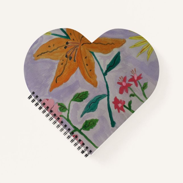 Orange Lily Heart Shaped Notebook (Front)