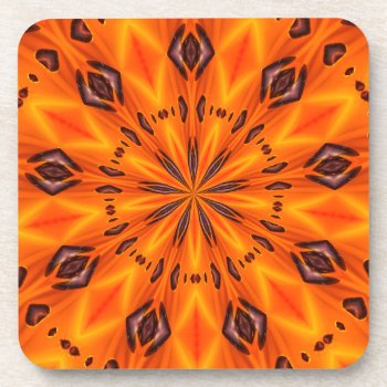 Orange Lily Medallion Drink Coaster by artinphotography at Zazzle