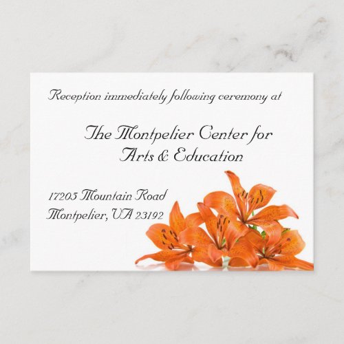 Orange Lily Reception Card Invitations