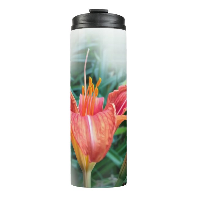 orange lily thermal tumbler (Front)