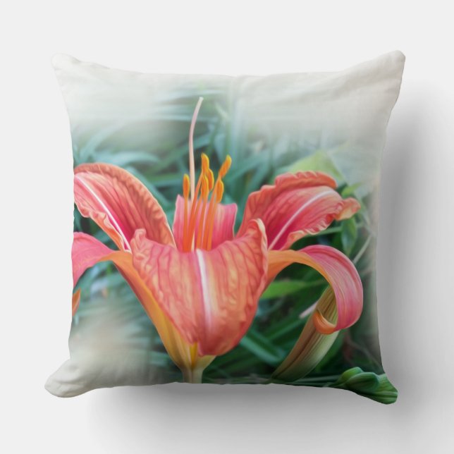 orange lily throw pillow (Front)