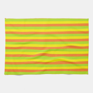 Orange, Lime Green and Yellow Stripes Towel