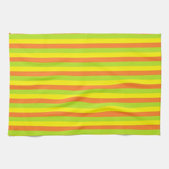 Orange, Lime Green and Yellow Stripes Towel (Horizontal)